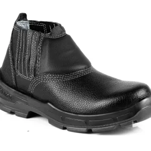 BOTINA PRETA ELASTICO COURO BICO ACO PU BIDENSIDADE N41