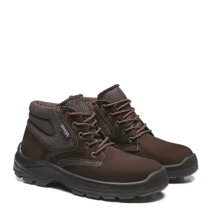 BOTINA MARROM CAFE AMARRAR NOBUCK BICO PLASTICO PU BIDENSIDADE N38