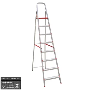 ESCADA DE ALUMINIO BOTAFOGO 8 DEGRAUS