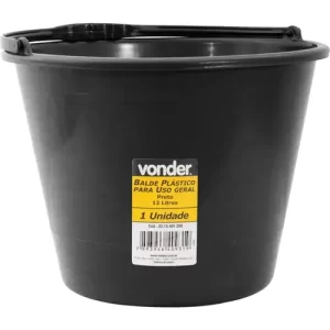 BALDE EXTRA FORTE MULTIUSO PLASTICO PRETO VONDER