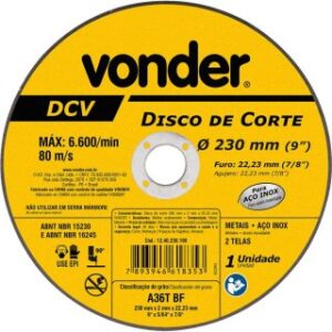 DISCO DE CORTE VONDER 230,0 X 2,0 X 22,23