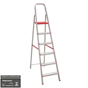 ESCADA DE ALUMINIO BOTAFOGO 6 DEGRAUS